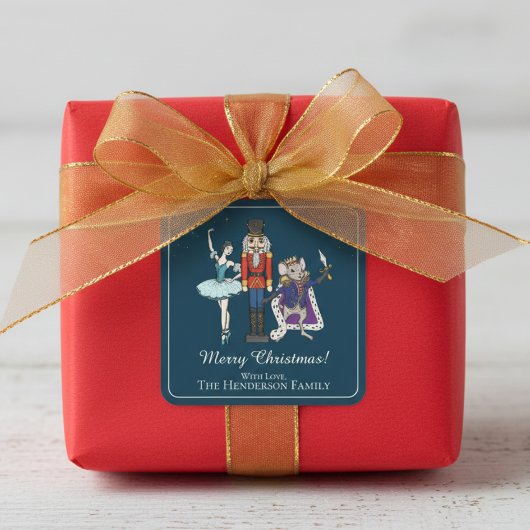 Elegant Nutcracker Merry Christmas Square Sticker