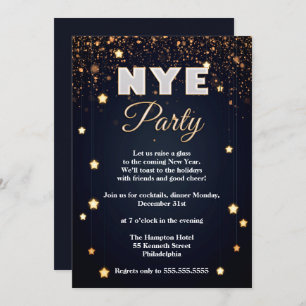 Elegant NYE Confetti Party Kaart