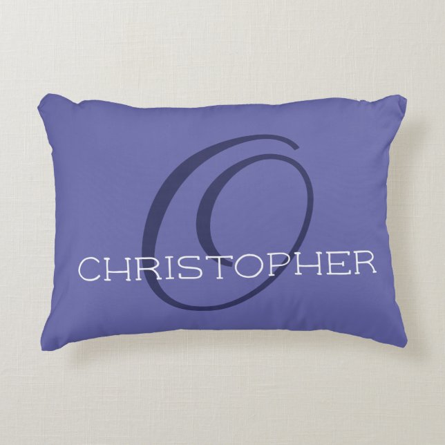 Elegant O Initiaal Name Periwinkle Blue Stylish Accent Kussen (Voorkant)