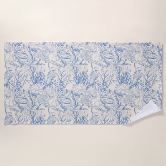 Elegant oceaanblauw toilet strandlaken (Voorkant)