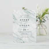 Elegant Ocean Aqua Marble & Glitter Wedding Kaart (Staand voorkant)