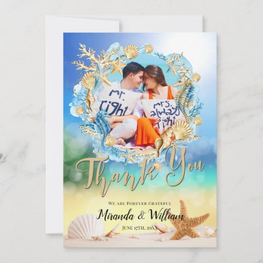 Elegant Ocean Beach Starfish Shell Dank u wel Kaart (Voorkant)