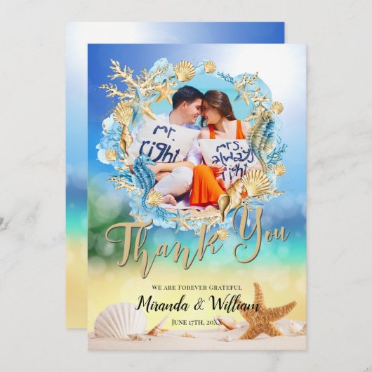 Elegant Ocean Beach Starfish Shell Dank u wel Kaart (Voorkant / Achterkant)