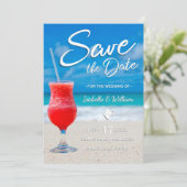 Elegant Ocean Beach Summer Drink Save the Date (Staand voorkant)