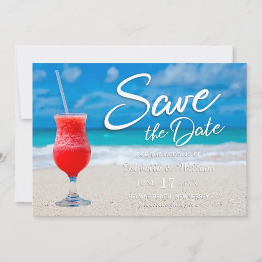 Elegant Ocean Beach Summer Drink Save the Date (Voorkant)