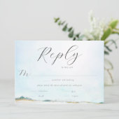 Elegant Ocean Beach Waterverf Wedding Meal RSVP (Staand voorkant)