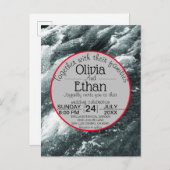 Elégant océan bleu vagues Invitation carte postale (Devant / Derrière)