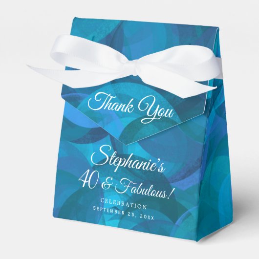 Elegant Ocean Blue 40 en Fabulous Birthday Party Bedankdoosjes (Voorkant Zijde)