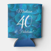 Elegant Ocean Blue 40 en Fabulous Birthday Party Blikjeskoeler (Voorkant)