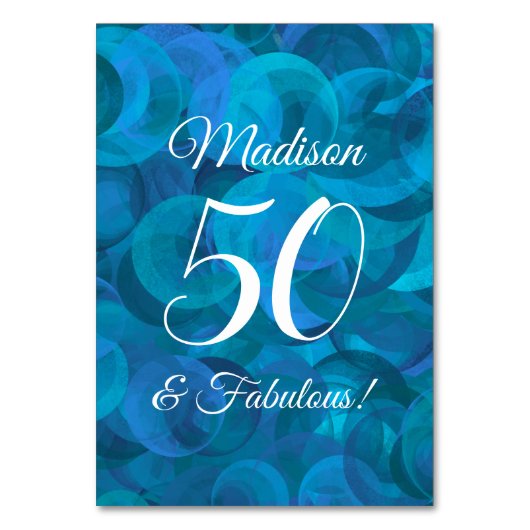 Elegant Ocean Blue 50 en Fabulous Birthday Party Kaart (Voorkant)
