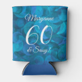 Elegant Ocean Blue 60 en Sassy Birthday Party Blikjeskoeler (Voorkant)