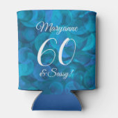 Elegant Ocean Blue 60 en Sassy Birthday Party Blikjeskoeler (Achterkant)