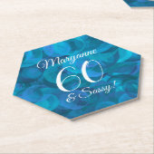 Elegant Ocean Blue 60 en Sassy Birthday Party Kartonnen Onderzetters (Schuin)