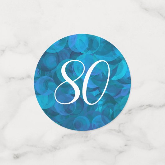 Elegant Ocean Blue 80 en Amazing Birthday Party Confetti (Kleine voorkant)