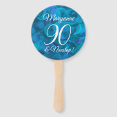 Elegant Ocean Blue 90 en Nonstop Birthday Party Handwaaier (Achterkant)