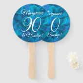 Elegant Ocean Blue 90 en Nonstop Birthday Party Handwaaier (Voorkant en achterkant)