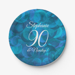 Elegant Ocean Blue 90 en Nonstop Birthday Party Papieren Bordje