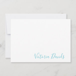 Elegant Ocean Blue Personalized Signature Script Notitiekaartje
