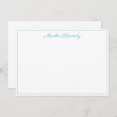 Elegant Ocean Blue Script Border Notitiekaartje (Voorkant / Achterkant)
