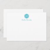 Elegant Ocean Blue Script Monogram Professional Notitiekaartje (Voorkant / Achterkant)