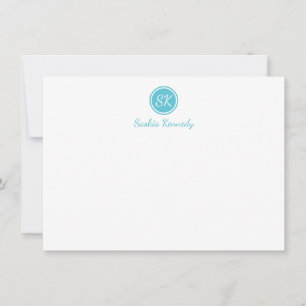 Elegant Ocean Blue Script Monogram Professional Notitiekaartje