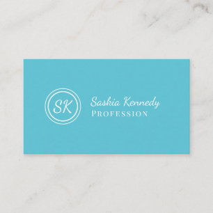 Elegant Ocean Blue Script Professional Monogram Visitekaartje