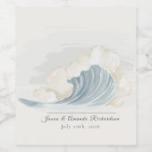 Elegant Ocean-Inspired Reception Wijn Etiket (Enkel label)