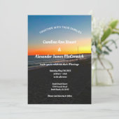 Elegant Ocean Sunset Beach Summer Zee Weddenschap Kaart (Staand voorkant)