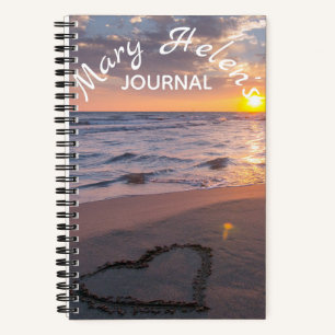 Elegant Ocean Sunset Name Journal Spiral Notitiebo Notitieboek