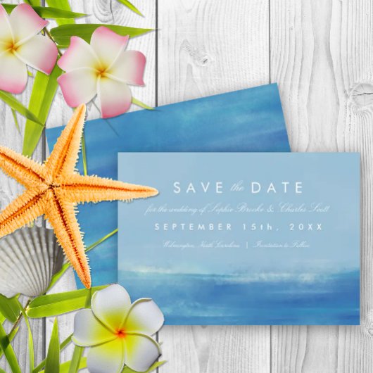 Elegant Ocean Waterverf Wedding Save the Date