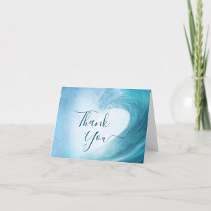 Elegant Ocean Wave Photo Beach Wedding Bedankkaart