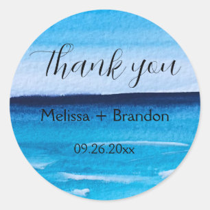 Elegant Ocean Waves Beach Zee Destination Wedding Ronde Sticker