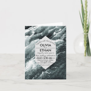 Elegant oceanische blauwe golven Folded Wedding In