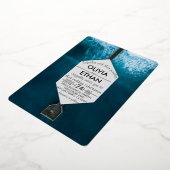 Elegant oceanische blauwe golven Weddenschap Folie Folie Uitnodiging (Gedraaid)