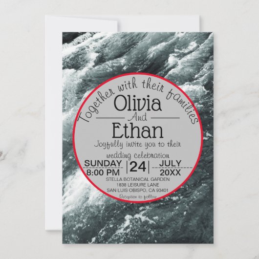 Elegant oceanische blauwe golven Weddenschap Kaart (Voorkant)