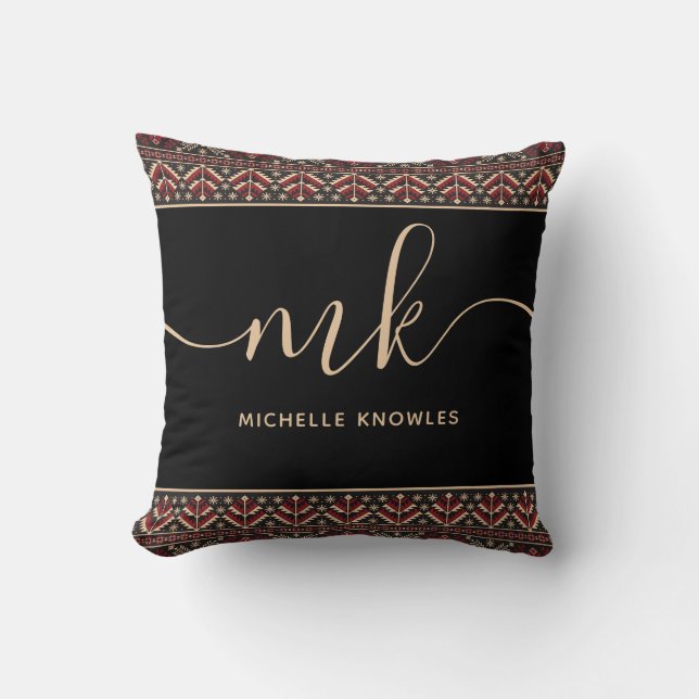 Elegant Oekraïens patroonontwerp stijlvol monogram Kussen (Voorkant)