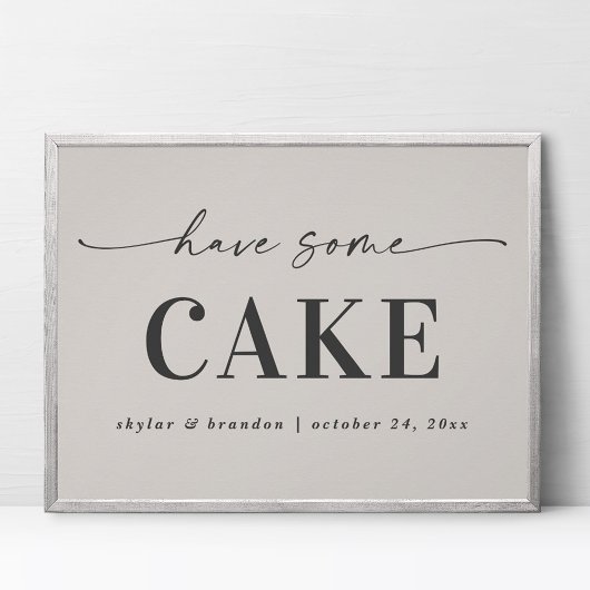 Elegant off-White heeft een cake Wedding Sign Poster