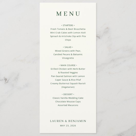 Elegant Off-White Serif Wedding Menu (Devant)