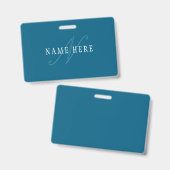 Elegant ogend monogram | Oceaanblauw Badge (Front & Back)