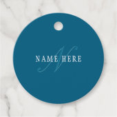 Elegant ogend monogram | Oceaanblauw Bedankjes Labels (Voorkant)