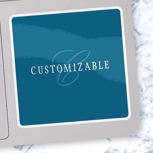 Elegant ogend monogram | Oceaanblauw Sticker