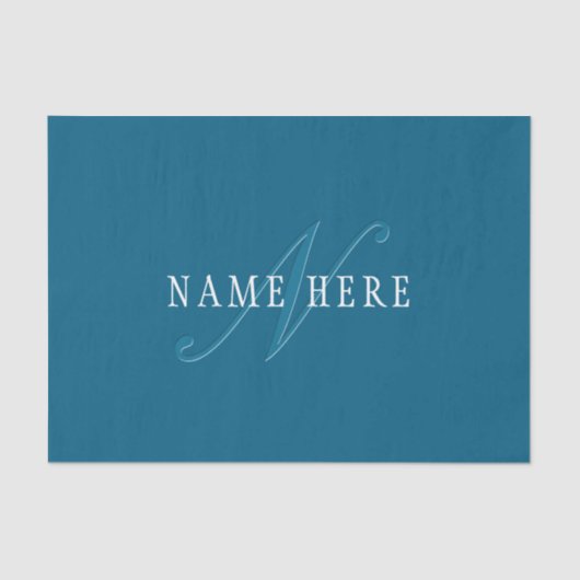 Elegant ogend monogram | Oceaanblauw Tissuepapier (Voorkant)