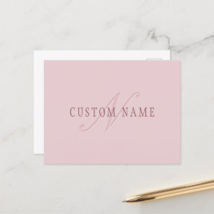 Elegant ogend monogram   Rosé goud Briefkaart