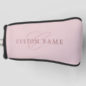 Elegant ogend monogram | Rosé goud Golfheadcover (Voorkant)