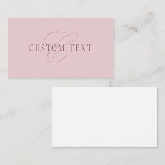 Elegant ogend monogram | Rosé goud Informatiekaartje (Voorkant / Achterkant)