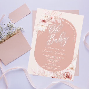 Elegant Oh Baby Blush Bloemen Baby shower Kaart