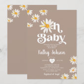 Elegant Oh Baby Daisy Flowers Boho Baby shower Kaart (Voorkant / Achterkant)