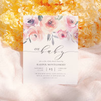 Elegant Oh Baby Lettering Floral Baby Girl Shower