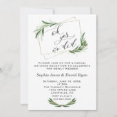 Elegant Oh Ja We Hebben Olijf Goud Bruiloft Kaart (Voorkant)