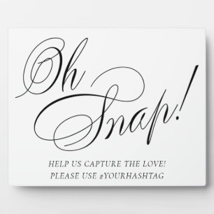 Elegant Oh Snap Black Calligrafie   Chic Hashtag Fotoplaat